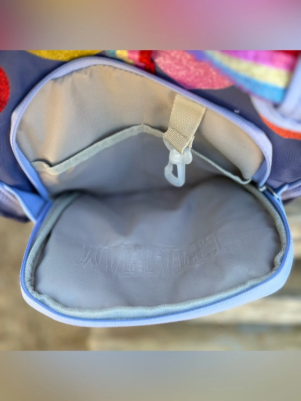 New Pottery Barn Mackenzie Rainbow Glitter Hearts Backpack Size Small